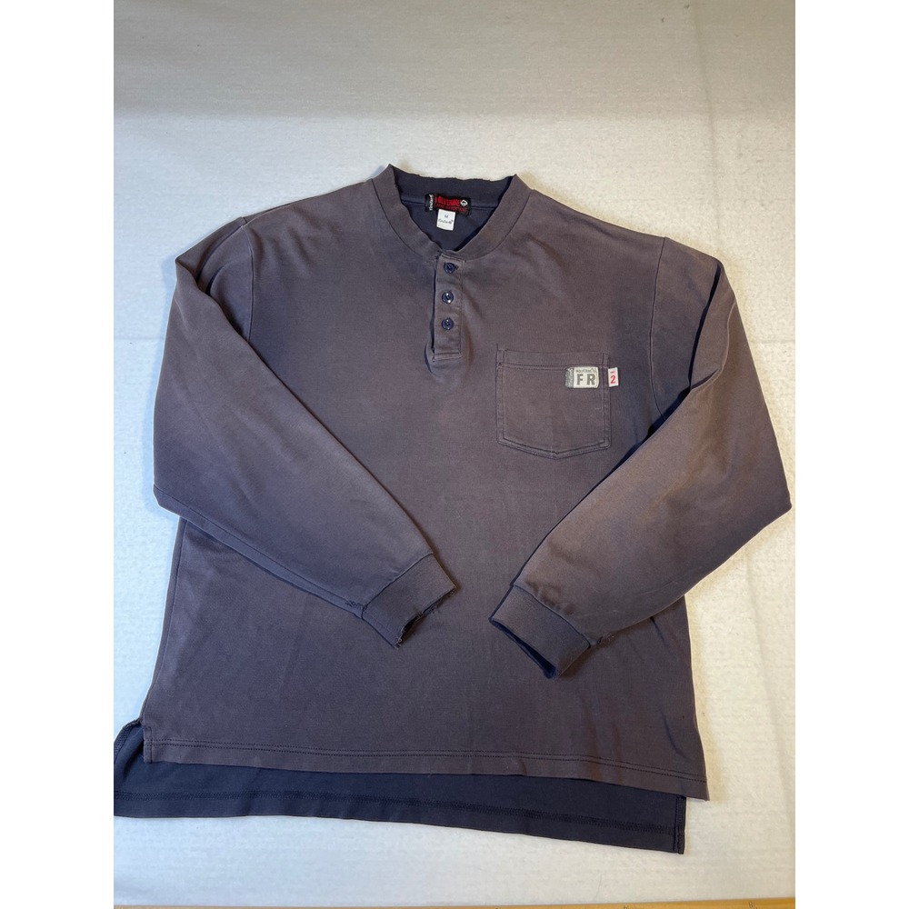 Wolverine FireZero FR Henley Shirt Mens Medium Gray Flame Resistant Distressed